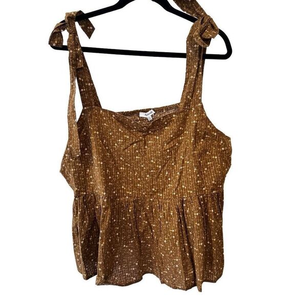 NWOT Madewell Rosalie Tie-Strap Top in Daisy Stitch Peplum Size XXL - Picture 6 of 17
